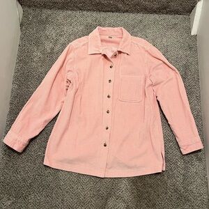 LL Bean Light Pink Corduroy Button Down Shirt Women’s size Medium